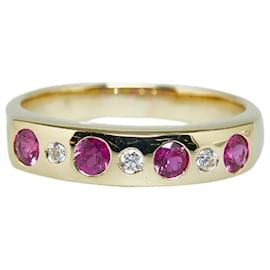 & Other Stories-K14YG Yellow Gold Ruby 0.40ct Diamond 0.05ct Ring in Great Condition-Golden