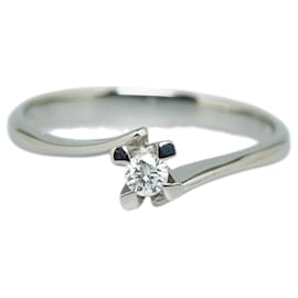 & Other Stories-PT900 Anello con diamante in platino 0.09ct TOEICROWN Dimensioni 12 In ottime condizioni-Argento