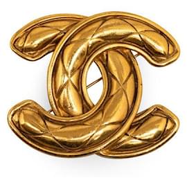Chanel-Chanel CC Matelasse Brosche Metallbrosche in gutem Zustand-Andere