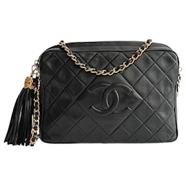 Chanel-Chanel vintage Camera shoulder bag with fringe-Black