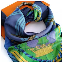 Hermès-Hermès Grande Tenue silk scarf 89x89-Blue