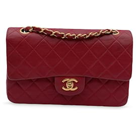 Chanel-Vintage Rojo Acolchado Timeless Classic Pequeño 2.55 Bolso 23 cm-Roja