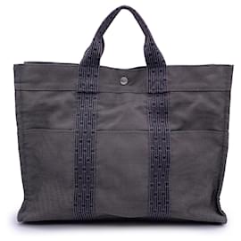 Hermès-Hermes Paris Canvas Her Line Herline MM Yale Tote Bag Handbag-Grey