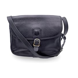 Céline-Vintage Blue Leather Crossbody Flap Messenger Bag-Blue
