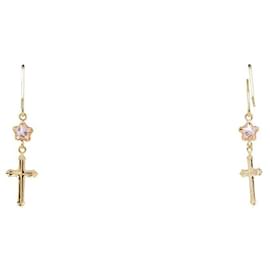& Other Stories-LuxUness 18K Cross Dangle Earrings Metal Earrings in Good condition-Golden
