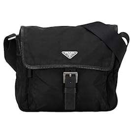 Prada-Prada Tessuto Front Buckle Messenger Bag  Canvas Shoulder Bag in Good condition-Other
