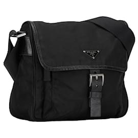 Prada-Prada Tessuto Front Buckle Messenger Bag  Canvas Shoulder Bag in Good condition-Other