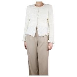 Chanel-Cremefarbene Tweed-Paillettenjacke – Größe UK 12-Roh