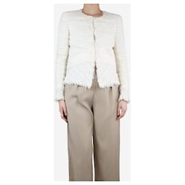 Chanel-Chaqueta de lentejuelas de tweed color crema - talla UK 12-Crudo