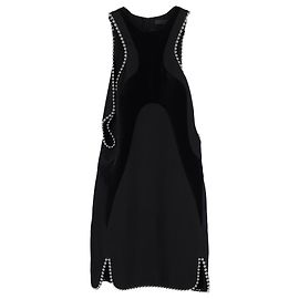 Alexander Wang Racer-Front-Kleid mit Kugelkettendetail aus schwarzer Wolle Schwarz