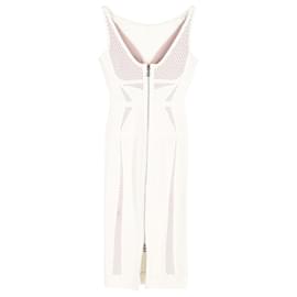 Herve Leger-Herve Leger Camille Abito tubino con inserti in rete in rayon bianco-Bianco