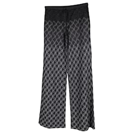 Missoni-Calça de perna larga estampada Missoni em rayon preto-Preto