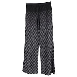 Missoni Patterned Wide-Leg Pants in Black Rayon Black