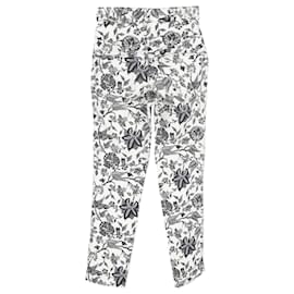 Isabel Marant-Isabel Marant Lorrick Jeans recortados com estampa floral em algodão branco-Branco