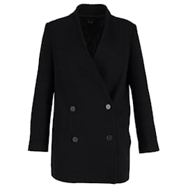 Theory-Theory Blazer sin cuello con botonadura forrada en lana negra-Negro