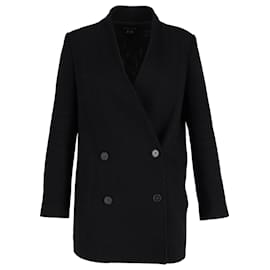 Theory-Theory Double-Breasted Collarless Blazer in Black Wool-Black