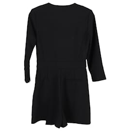 Maje-Maje V-Neck Mini Dress in Black Wool-Black