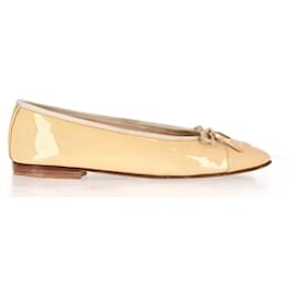 Chanel-Chanel CC Ballet Flats in Beige Patent Leather-Beige