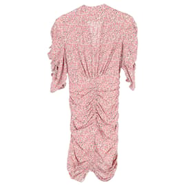 Isabel Marant-Isabel Marant Andor Minivestido floral com costura franzida em seda rosa-Rosa