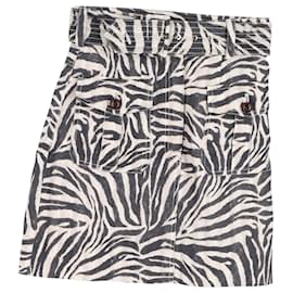 Zimmermann-Zimmermann Zebra Print Mini Skirt in Black and White Linen-Black