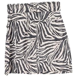 Zimmermann-Mini-jupe à imprimé zèbre Zimmermann en lin noir et blanc-Noir