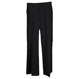 Stella Mc Cartney-Stella McCartney Fringed Trousers in Black Wool-Black