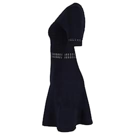 Sandro-Sandro Riley Fit And Flare Dress in Navy Blue Viscose-Blue,Navy blue