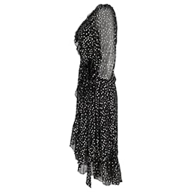 Zimmermann-Zimmermann Polka Dot Ruffled Midi Dress in Black Silk-Black