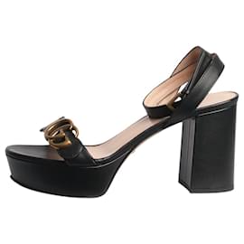 Gucci-Black Marmont GG platform sandal heels - size EU 37-Black