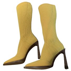 Fendi FFrame boots yellow jacquard Yellow