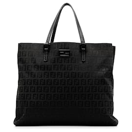 Fendi-Fendi Black Zucchino Canvas Tote-Black
