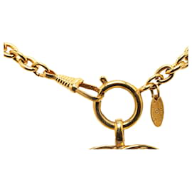 Chanel-Colar com pingente acolchoado Chanel Gold CC-Dourado