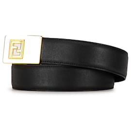 Fendi-Fendi Black FF Leather Belt-Black