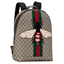 Gucci-Gucci Brown GG Supreme Animalier Web Backpack-Brown,Beige