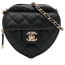 Chanel-Chanel Black Mini CC in Love Heart Crossbody-Black