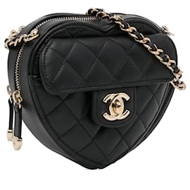 Chanel-Sac à bandoulière Chanel Mini CC in Love Heart noir-Noir