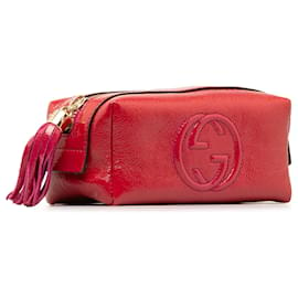 Gucci-Gucci Red Patent Leather Soho Pouch-Red