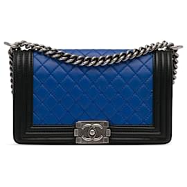 Chanel-Rabat garçon en cuir d'agneau bicolore moyen bleu Chanel-Bleu