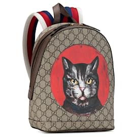 Gucci-Gucci Brown GG Supreme Mystic Cat Backpack-Brown,Beige