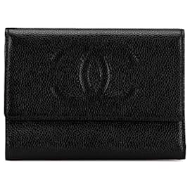 Chanel-Chanel Black CC Caviar Leather Wallet-Black