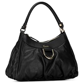 Gucci-Gucci Black Leather Abbey D Ring Shoulder Bag-Black