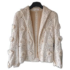 Chloé Lace Jacket Cream Cotton Cream