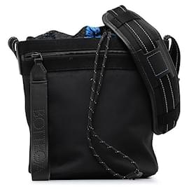Bottega Veneta-Bottega Veneta Nylon Bucket Crossbody Bag Canvas Crossbody Bag in Good condition-Black
