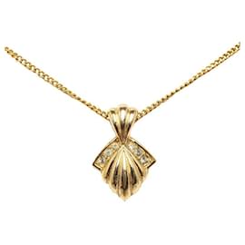 Dior-Collar con colgante de concha de diamantes de imitación Dior Collar de metal en excelentes condiciones-Otro