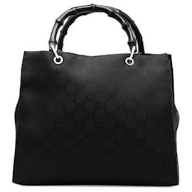 Gucci-Borsa in tela con borsa in nylon bambù GG Gucci 002 1010 in buone condizioni-Altro