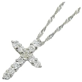 & Other Stories-Other Platinum Diamond Cross Necklace Metal Necklace in Excellent condition-Other