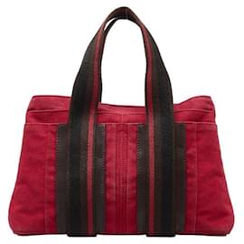 Hermès-Sac tote en toile MM horizontal Hermes-Rouge