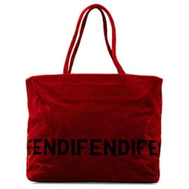 Fendi-Fendi Velvet Logo Tote Bag Sac cabas en coton en bon état-Autre