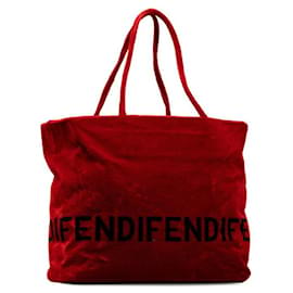 Fendi-Fendi Velvet Logo Tote Bag Cotton Tote Bag in Good condition-Other