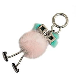 Fendi-Fendi Monster Fur Bag Charm Natural Material Key Chain in Good condition-Other